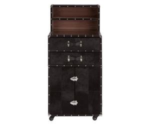 Orsina Exquisite Design Drinks Cabinet, Genuine Leather Drinks Storage Cabinet, Robust Iron Base Wooden Cabinet
