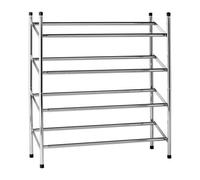 Premier Housewares 4-Tier Extendable Shoe Rack - Chrome, Silver