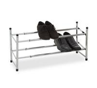 Extendable Shoe Rack 2 Tier Shoe Stand, Angled Shelves Shoe Racks, Spacious Under Stairs Shoe Storage Premier Housewares Silver One Size