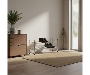 Orsina Extendable Shoe Rack 2 Tier Shoe Stand, Angled Shelves Shoe Racks, Spacious Under Stairs Shoe Storage in Silver Orsina Silver