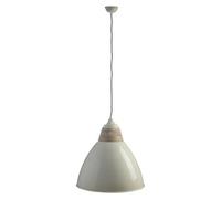Premier Housewares Oslo Extra Large Pendant Light in Iron/Wood - White, white