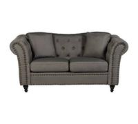 Orsina Fabric Uphoplstered 2 Seat Grey Chesterfield Sofa, Durable Small Two Seater Sofa, Versatile Sofa For Bedroom