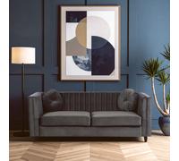 Orsina Farah Three Seater Velvet Sofa in Grey Orsina Grey