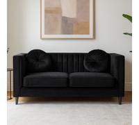 Orsina Farah Two Seat Black Velvet Sofa