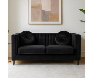 Orsina Farah Two Seat Black Velvet Sofa
