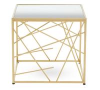 Premier Housewares Bedside Tables/Luxe Elegant Mirrored Side Table/Tall Warm Metallic Finish Lamp Table/Contemporary Design Mirrored Top Table W57 x D57 x H53cm.