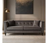 Orsina Ferris Grey Velvet 3 Seat Sofa
