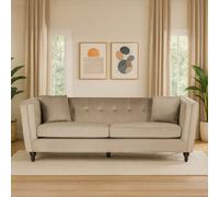 Orsina Ferris Mink Velvet 3 Seat Sofa