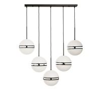 Orsina Five Ball Brass Pendant Light, Contemporary Statement Lighting Fixture With Five Split Globe Light in Black Orsina Black