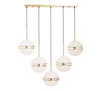 Orsina Five Ball Brass Pendant Light, Contemporary Statement Lighting Fixture With Five Split Globe Light
