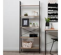 Premier Housewares Bradbury Five Tier Grey Oak Veneer Ladder Shelf Unit