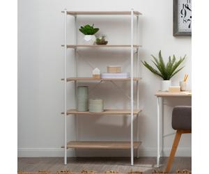 Orsina Five Tier Natural Oak Shelf Unit, Versatile And Adaptable Shelving Unit, Sturdy And Durable Tall Cupboards