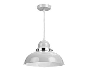 Orsina Flint Grey Bowl Pendant Light, Hanging Lamp With Chrome Band, Pendant Light Lamp For Nordic Interiors