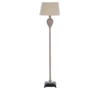 Orsina Floor Lamp With Fluted Ceramic Body, Taupe Diffusing Shade & Reflective Iron Detailing, Lighting in Pink Orsina Pink