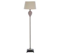 Orsina Floor Lamp With Fluted Ceramic Body, Taupe Diffusing Shade & Reflective Iron Detailing, Lighting