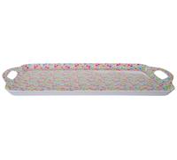 Orsina Floral Design Casey Sandwich Tray With Handles, Curved Contemporary Dining Tray, Functional Breakfast Tray in Pink Orsina Pink
