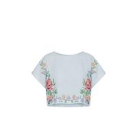 orsina floral-embroidered cropped top - Blue 00