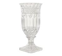 Orsina Footed Vase with Square Base, White Polyresin Design with Textured Finish, Ideal for Displaying in Clear Orsina Clear