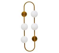 Orsina Four Bulb White Glass Wall Light, Brass Finish Oval Frame Wall Sconce, Minimalist Metal Wall Lamp in Gold Orsina Gold