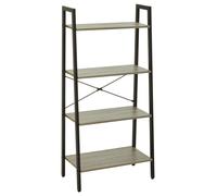 Orsina Four Tier Oak Veneer Ladder Shelf Unit, Functional Industrial Narrow Shelf, Versatile Tall Cupboard in Grey Orsina Grey
