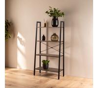 Orsina Four Tier Oak Veneer Ladder Shelf Unit, Functional Industrial Narrow Shelf, Versatile Tall Cupboard in Dark Brown Orsina Dark Brown