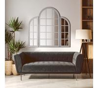 Orsina Fret Flat Wood Wall Mirror in Grey Orsina Grey
