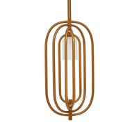 Orsina Frosted Glass Pendant Light With Gold Finish, Oval Metal Frame Ceiling Light Fixture, Decorative Pendant Lamp