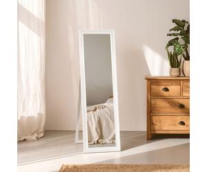 Orsina Full Length White Floor Standing Mirror, Bevelled Edges Bathroom Mirror, Stable Design Large Tall Mirror Orsina White
