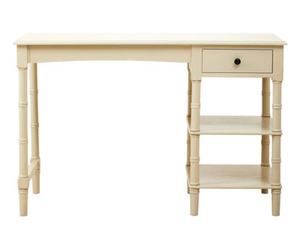 Orsina Functional Antique Pearl Pine Desk, Classic Computer Desk For Office, Spindle Legs Design Desk For Library
