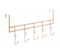 Premier Housewares Functional Copper Finish Over Door 5 Hook Swirl Hanger | Stylish Over Door Coat Hanger For Washroom | Sturdy Design Hanging Rack For Livingroom | U-Shaped Racks