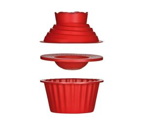 Orsina Functional Design 3Pc Red Giant Cupcake Set, Non-Stick Silicone Bakeware For Jumbo Cupcakes, Durable