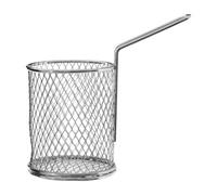 Premier Housewares Round Mini Fryer Basket - Nickel Plated Metal Serving Basket with Long Handle, Compact Deep Fry & Food Presentation Basket