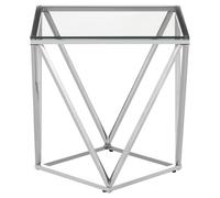 Orsina Functional Design Small Inverted Prism Table, Distinctive Twist Design Metal Table, Stylish Bedside Table in Silver Orsina Silver