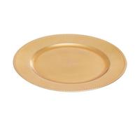 Premier Housewares Dia Gold Charger Plate with Dotted Rim - Decorative Metallic Serving Plate, 33 cm