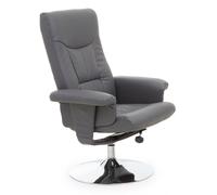 Orsina Functional Grey Leather Effect Recliner, Comfortable Retro Recliner For Livingroom, Modern Swivel Recliner Orsina Grey