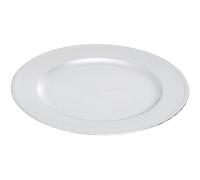 Orsina Functional Silver Charger Plate With Dotted Rim, Minimalist Dinner Plates, Reliable Silver Dinner Plate Orsina Silver
