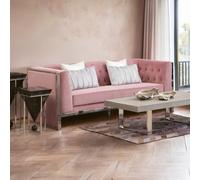 Orsina Functional Sturdy 3 Seat Pink Velvet Sofa, Stylish Mid Century Sofa For Bedroom, Comfortable 3 Seater Sofa
