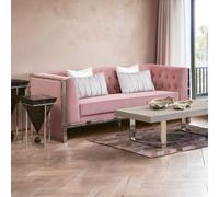 Orsina Functional Sturdy 3 Seat Pink Velvet Sofa, Stylish Mid Century Sofa For Bedroom, Comfortable 3 Seater Sofa Orsina Pink