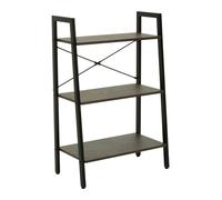 Orsina Functional Three Tier Oak Veneer Ladder Shelf Unit, Stylish Industrial Narrow Shelf, Versatile Cupboard in Dark Brown Orsina Dark Brown