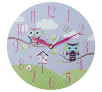 Orsina Funky Design Owl Wall Clock, Animal Graphics Colourful Wall Clock, Stylish, Modern Wall Clock For Kids