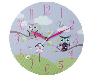Orsina Funky Design Owl Wall Clock, Animal Graphics Colourful Wall Clock, Stylish, Modern Wall Clock For Kids