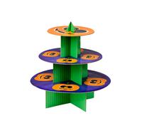 Orsina Funky Pumpkin 3 Tier Cake Stand, Foldable Cardboard Tiered Cupcake Stand, Festive Dessert Display Stand Orsina Multicolor