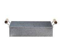 Orsina Galvanised Steel Rectangular Tray, Rustic Metal Serving Tray With Raised Edges And Handles, Vintage