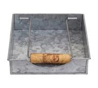 Orsina Galvanised Steel Tissue Tray, Rustic Metal Tray For Holding Tissue Boxes Or Napkins, Vintage Farmhouse