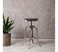 Orsina Gator Ash Wood Seat Metallic Stool in Silver Orsina Silver
