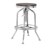 Orsina Gator Ash Wood Silver Chromed Metal Stool