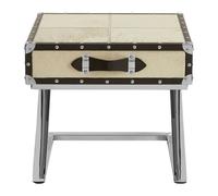 Orsina Genuine Hair-On Leather End Table,eco-Friendly Mango Wood Cabinet,small Side Table,storage Bedside Table