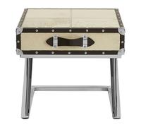 Orsina Genuine Hair-on Leather End Table, Mango Wood Cabinet, Small Side Table, Storage Bedside Table in Natural Orsina Natural