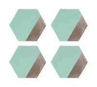 Geome Dipped Placemats, Leather Effect, Hexagonal/Jade & Silver, Set of 4