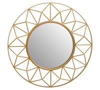 Orsina Geometric 3D Wall Mirror, Abstract Large Golden Framed Mirror, Lightweight And Durable Antique Wall Mirror